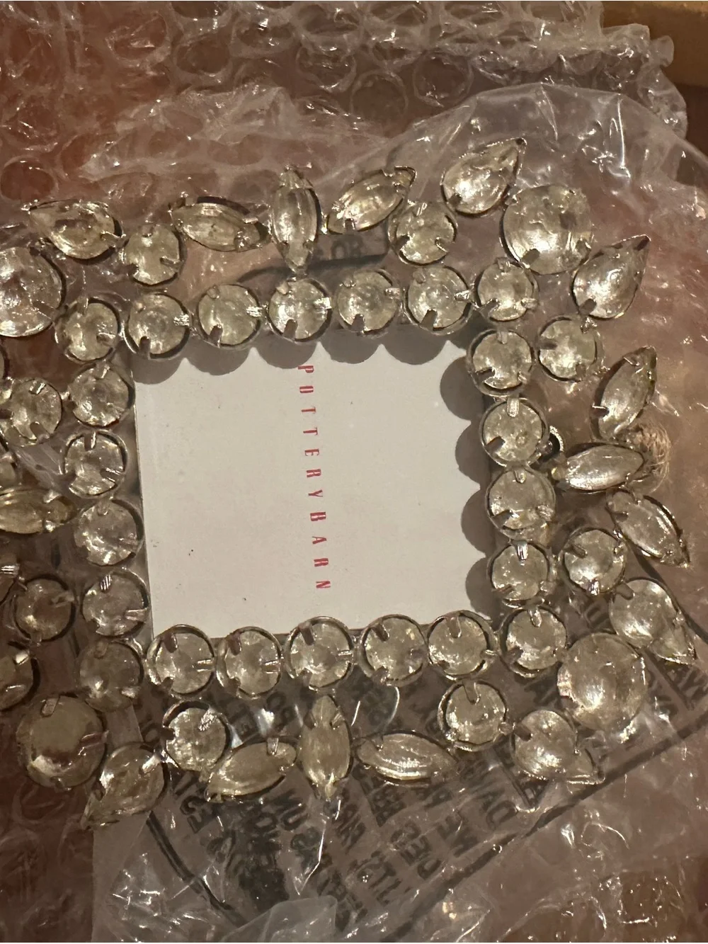 Lot of 9 - Pottery Barn Jeweled Picture Frame Ornament - Clear Crystal - NWT